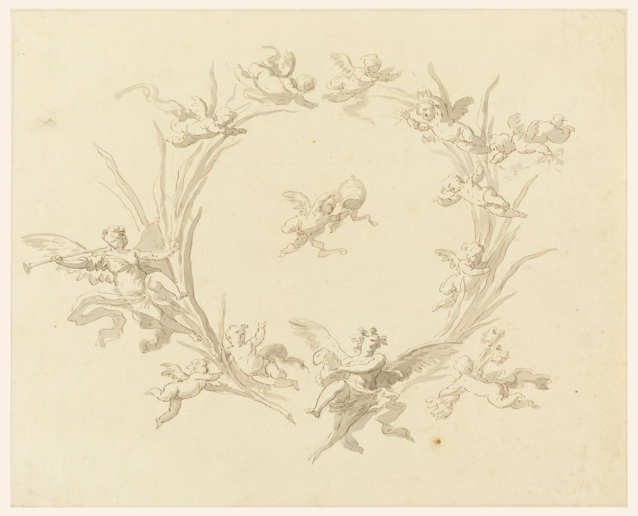 Rajz, tanulmány a freskódíszítéshez, Quirinal Palace, Róma, 1815–16 alkotó: Francesco Manno