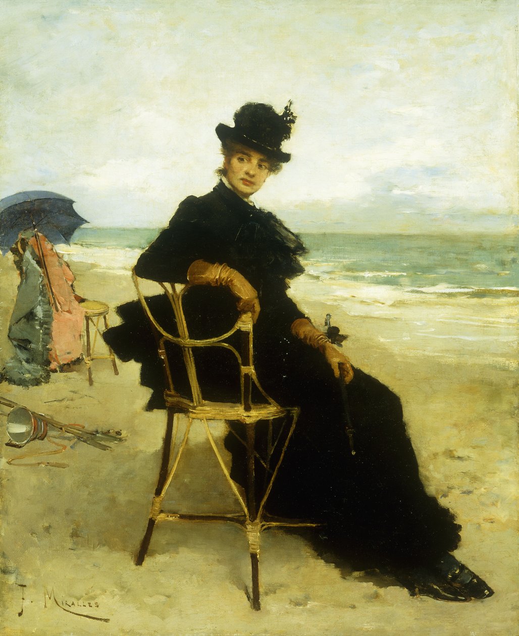 A verandán ülő hölgy, alkotó: Francesco Miralles Galaup
