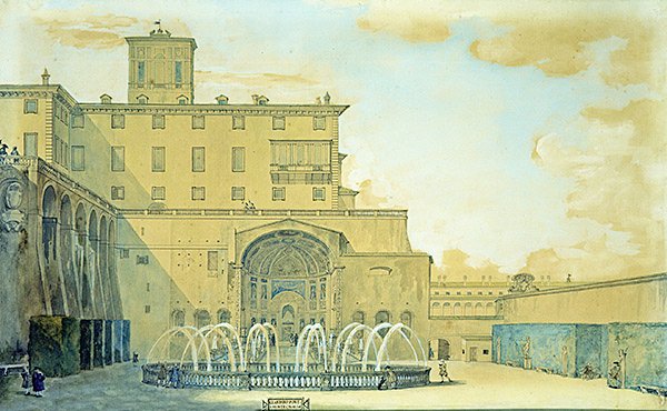 Róma kilátás (akvarell papíron) alkotó: Francesco Panini