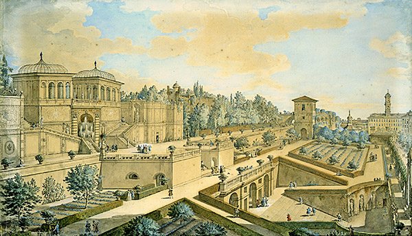 Róma látképe (akvarell, papír) alkotó: Francesco Panini