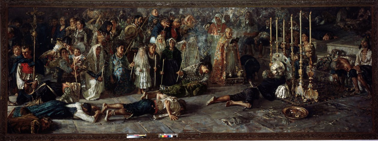 Il voto (Fete Szent Pantaleon előtt tisztelegve július 27-én Miglianicoban, Abruzzóban, Olaszországban) – olaj, vászon alkotó: Francesco Paolo Michetti