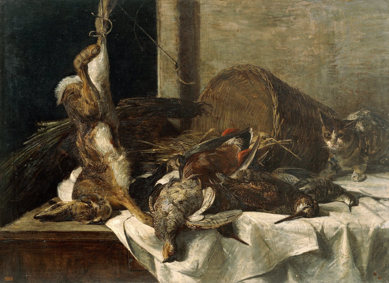 Csendélet caggiagione-val (olaj, vászon) alkotó: Francesco Paolo Palizzi