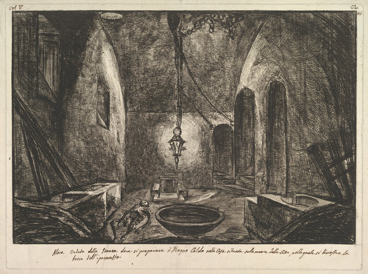 Kilátás Pompejire Egy másik nézet a szobáról, ahol a Bogno Caldo készült. . . .n.d. alkotó: Francesco Piranesi