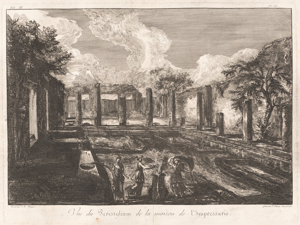 Kilátás a Peristyliumra az Impressario házából alkotó: Francesco Piranesi, after Giovanni Battista Piranesi