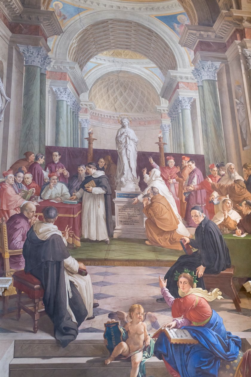 Beszélgetés a Szeplőtelen fogantatásról (freskó) (3362150 részlet) alkotó: Francesco Podesti