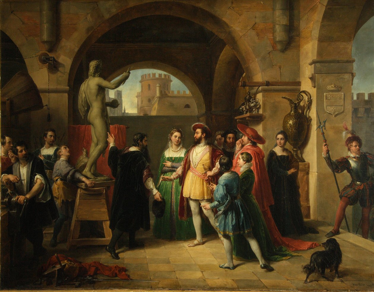 I. Ferenc Benvenuto Cellini műtermében, 1837 alkotó: Francesco Podesti