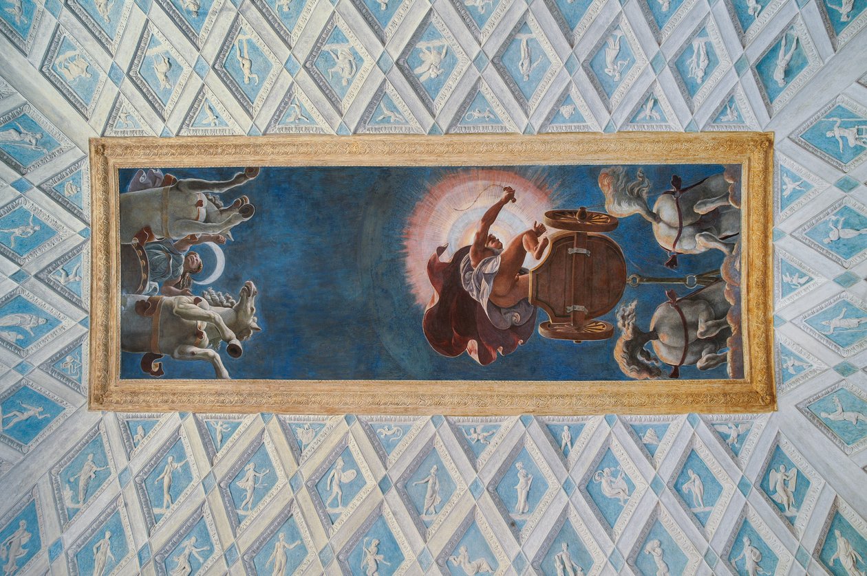 A Nap és a Hold kamrája (Camera del Sole e della Luna): a Nap és a Hold szekerei, amelyeket Diana és Apolló vezet alkotó: Francesco Primaticcio