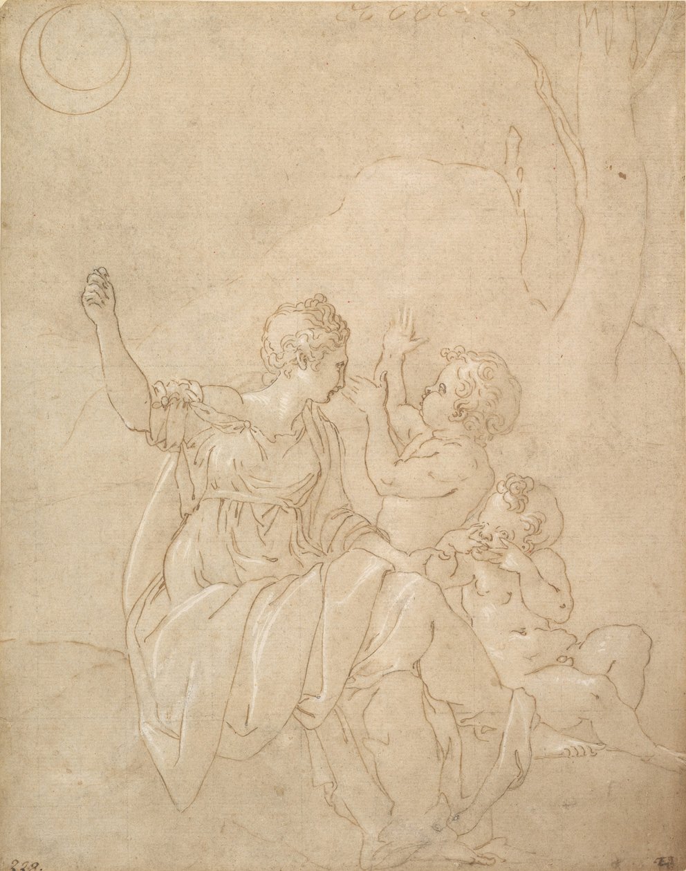 Klasszikus női alak Diana vagy Vénusz két csecsemővel, kb. 1539-42. alkotó: Francesco Primaticcio