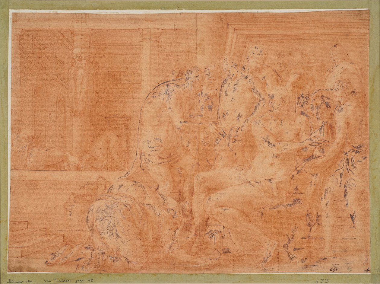 Odysseus wäscht seine Hände alkotó: Francesco Primaticcio