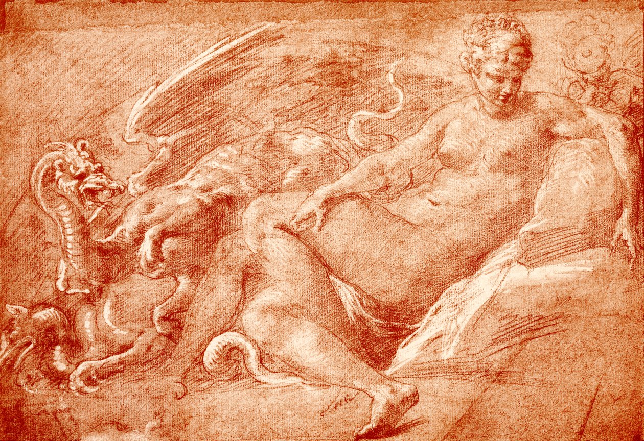 Tanulmányozás Cereshez a sárkánykocsin alkotó: Francesco Primaticcio