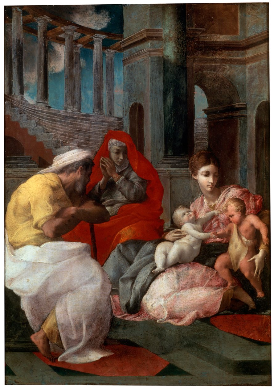 A Szent Család Keresztelő Jánossal és Szent Erzsébettel, 1541 alkotó: Francesco Primaticcio
