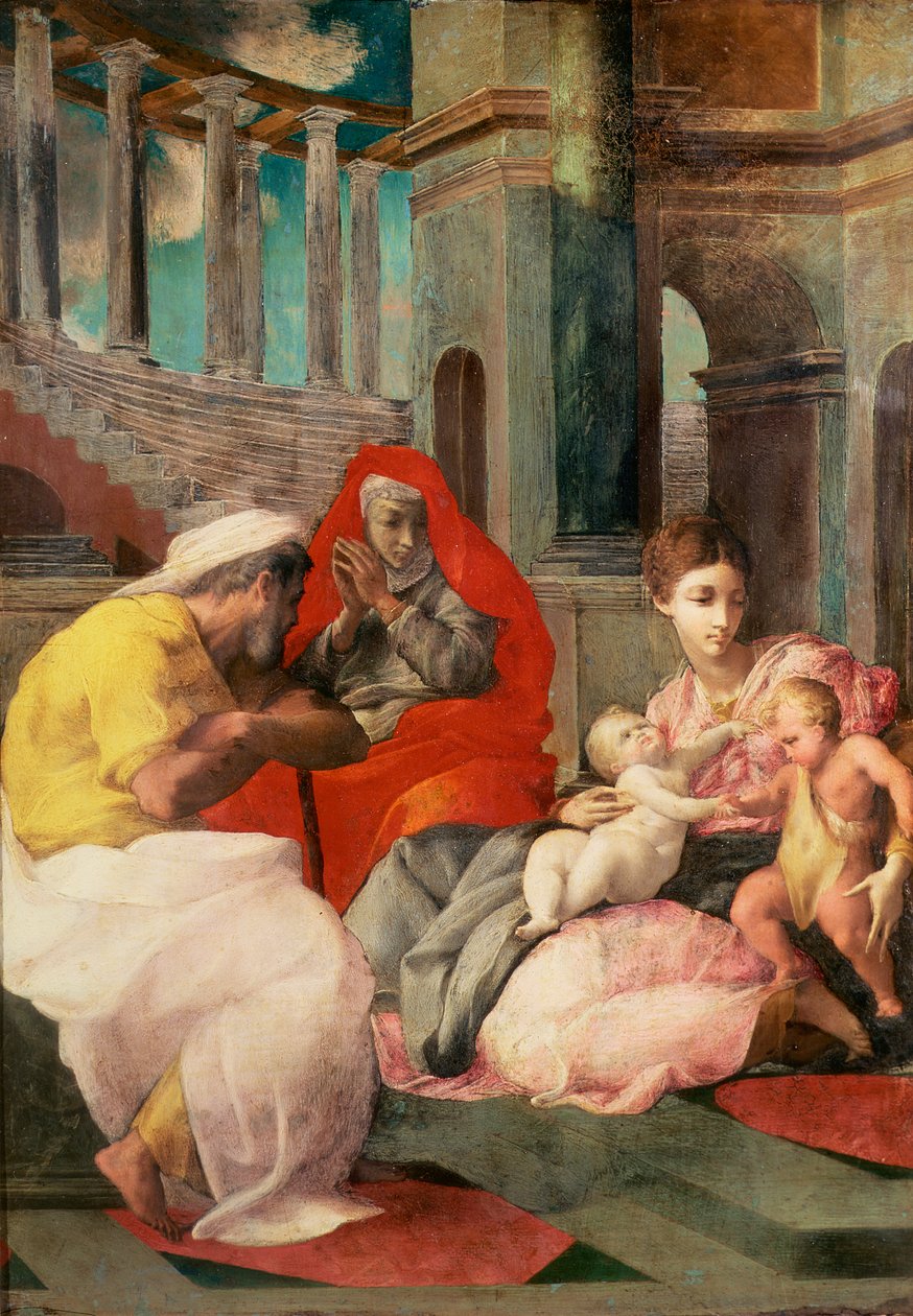 A Szent Család Szent Erzsébettel és Keresztelő Szent Jánossal, 1541-3 (olaj, pala) alkotó: Francesco Primaticcio