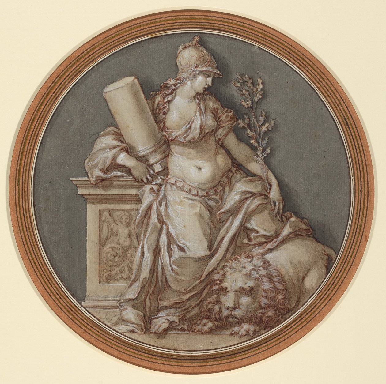 Allegória az erősségről (toll és barna tinta, szürke és barna tus, fehér gouache, fekete kréta fölött) alkotó: Francesco Rosaspina