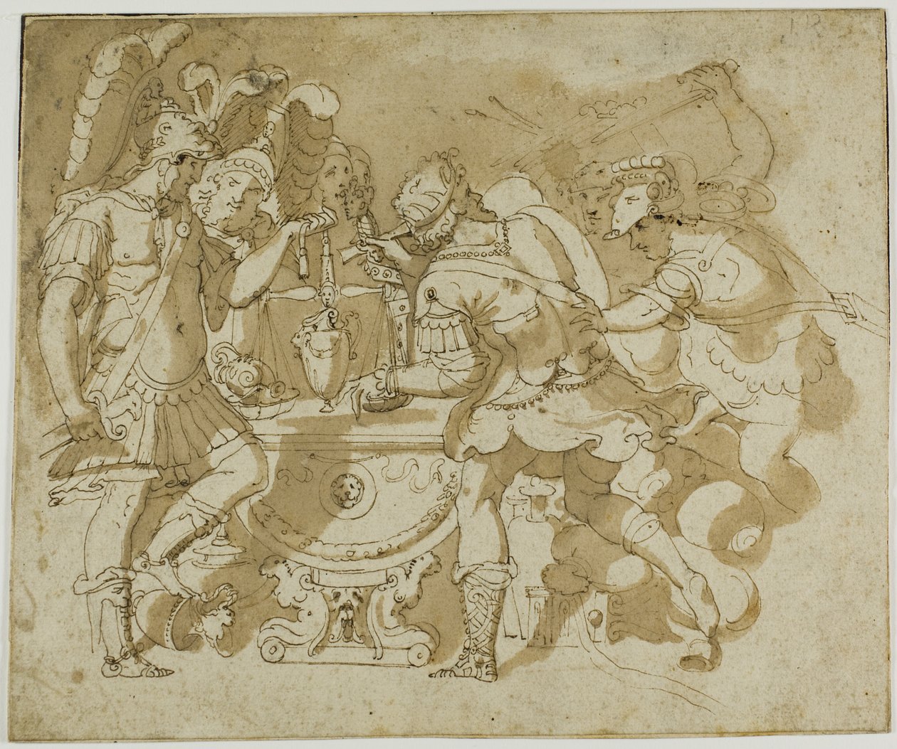 Camillus megtámadja Brennus-t alkotó: Francesco Salviati