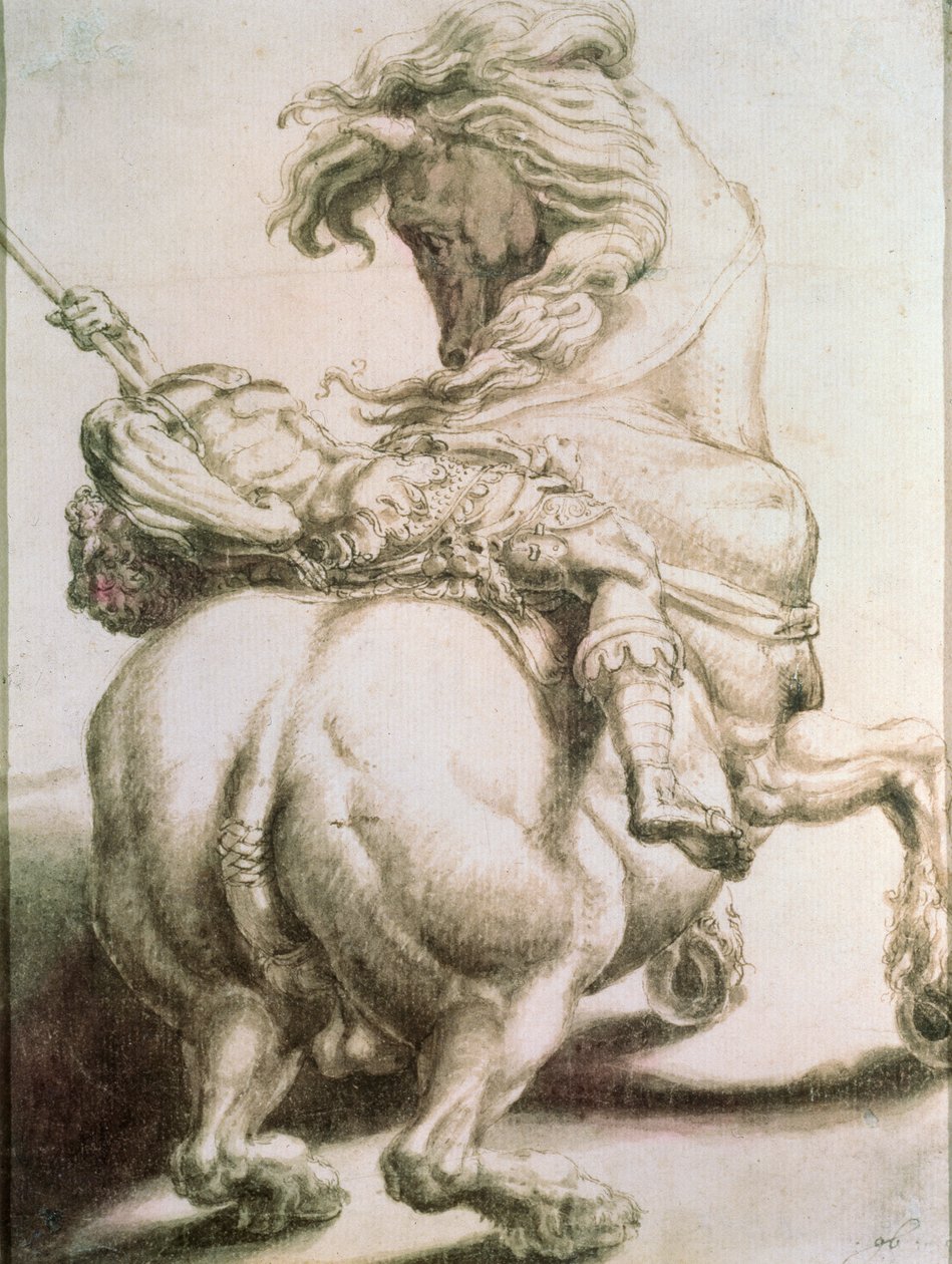 Lándzsával átszúrt lovas, 16. század alkotó: Francesco de Rossi Salviati Cecchino