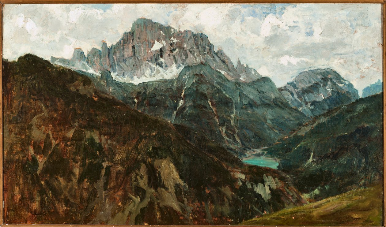 Hegyi táj, Monte Civetta, Olaszország (olaj, vászon alkotó: Francesco Sartorelli