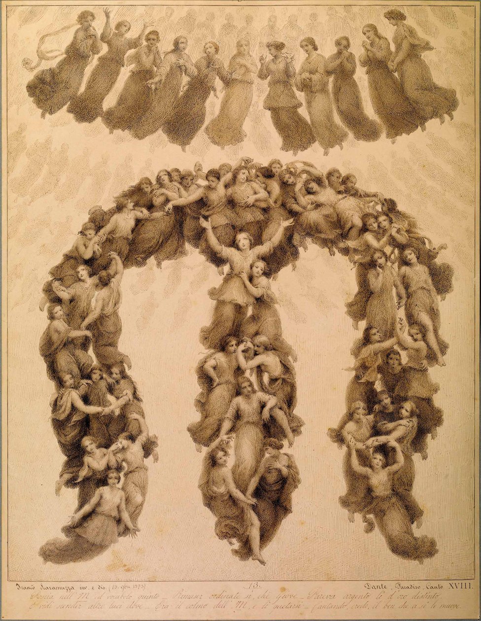 Illusztráció Dante Alighieri Isteni színjátékához Paradiso XVIII. ének alkotó: Francesco Scaramuzza