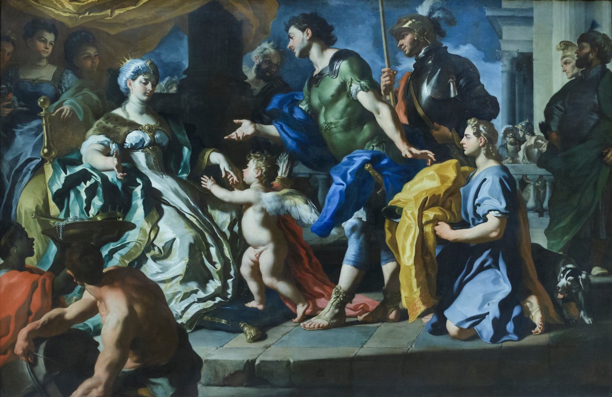 Dido fogadja Aeneast és az Ascaniusnak álcázott Ámort, 1720-as évek körül (olaj, vászon) alkotó: Francesco Solimena