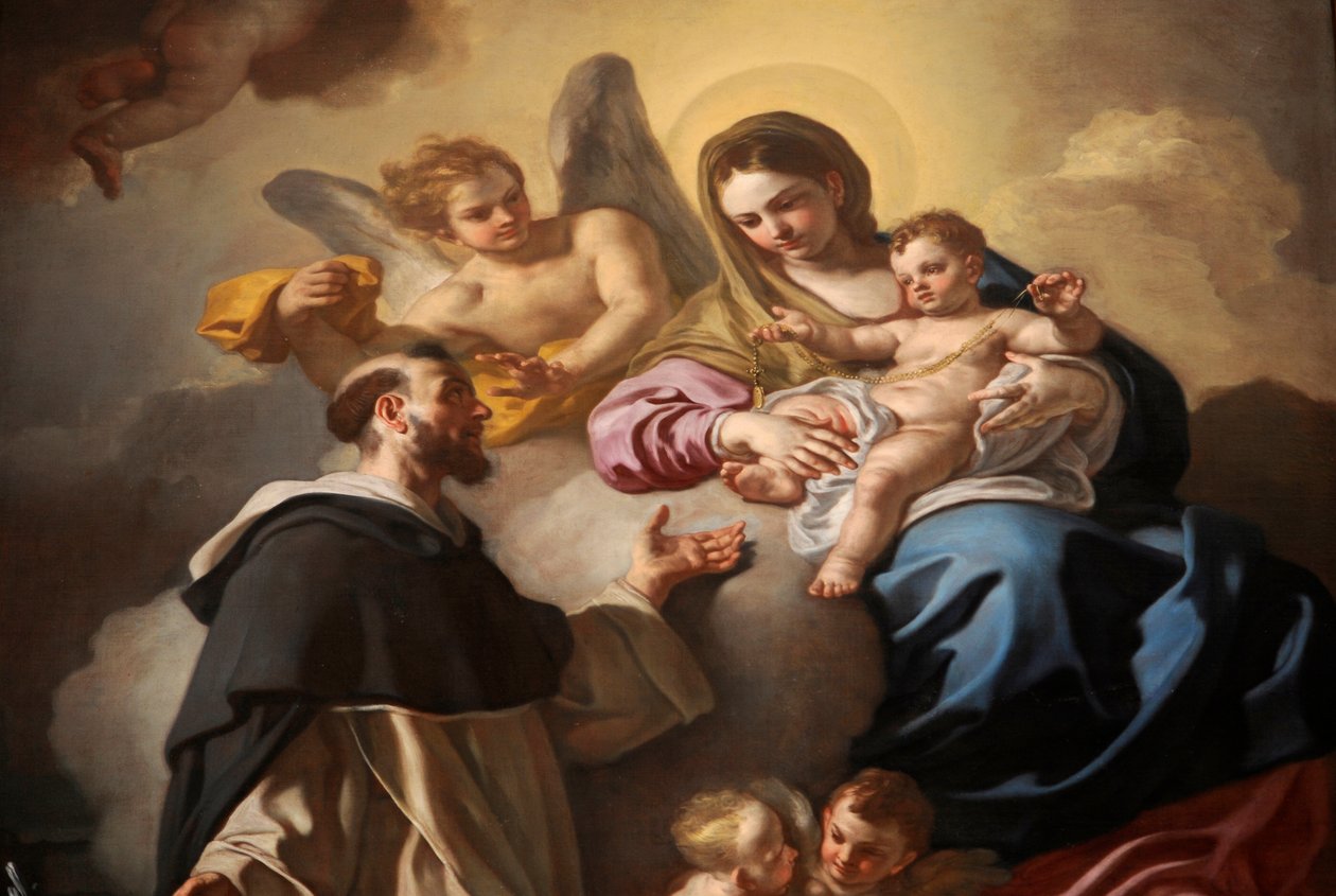 Rózsafüzér Madonna Domonkos és Katalin szentekkel alkotó: Francesco Solimena