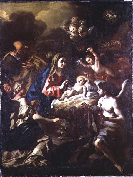 Születés imádó angyalokkal és Angyali üdvözlet a pásztoroknak alkotó: Francesco Solimena