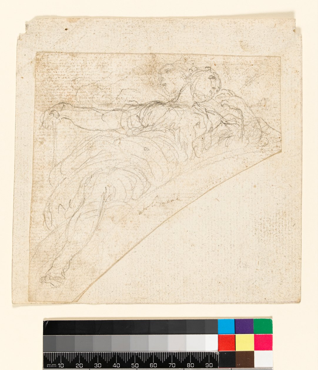 Recto: Tanulmány egy női alakhoz spanrelben. Verso: Rajz a papír hátoldalára, 1747 előtt alkotó: Francesco Solimena