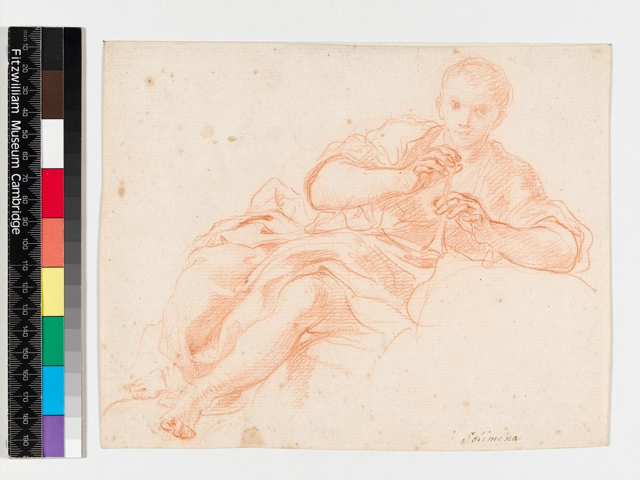 Pipát fújó juhász, 1747 előtt (piros kréta papíron) alkotó: Francesco Solimena