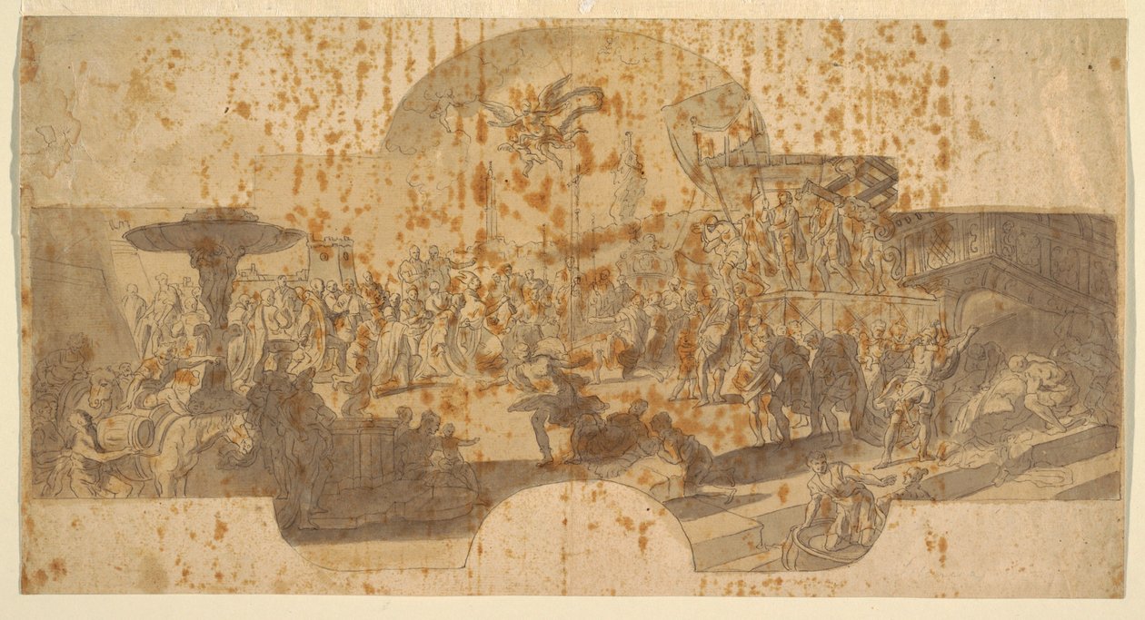 Tanulmány a genovai szenátus aulájába készült freskóhoz: Keresztelő Szent János ereklyéit hozzák Genovába alkotó: Francesco Solimena