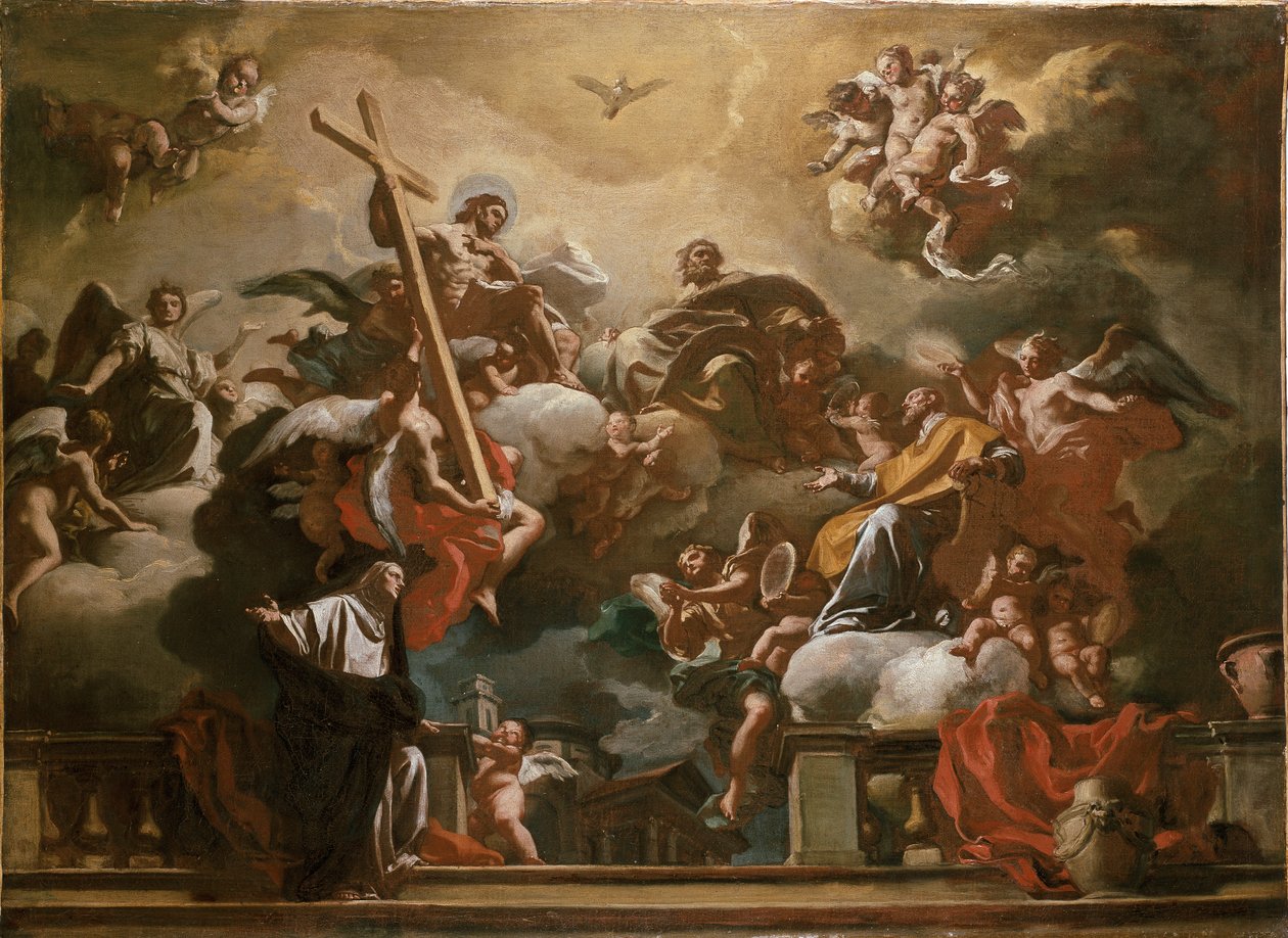 A Szentháromság Szent Fülöp Nerivel a dicsőségben, 1727-1730 alkotó: Francesco Solimena