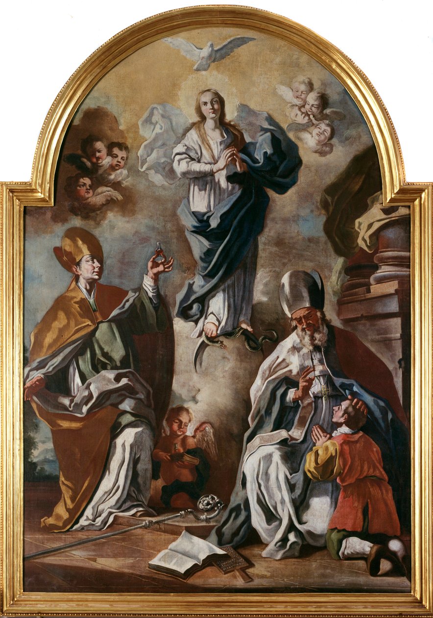 A Szentlélek galambja a Szűz felett jelenik meg szentekkel (olaj, vászon alkotó: Francesco Solimena
