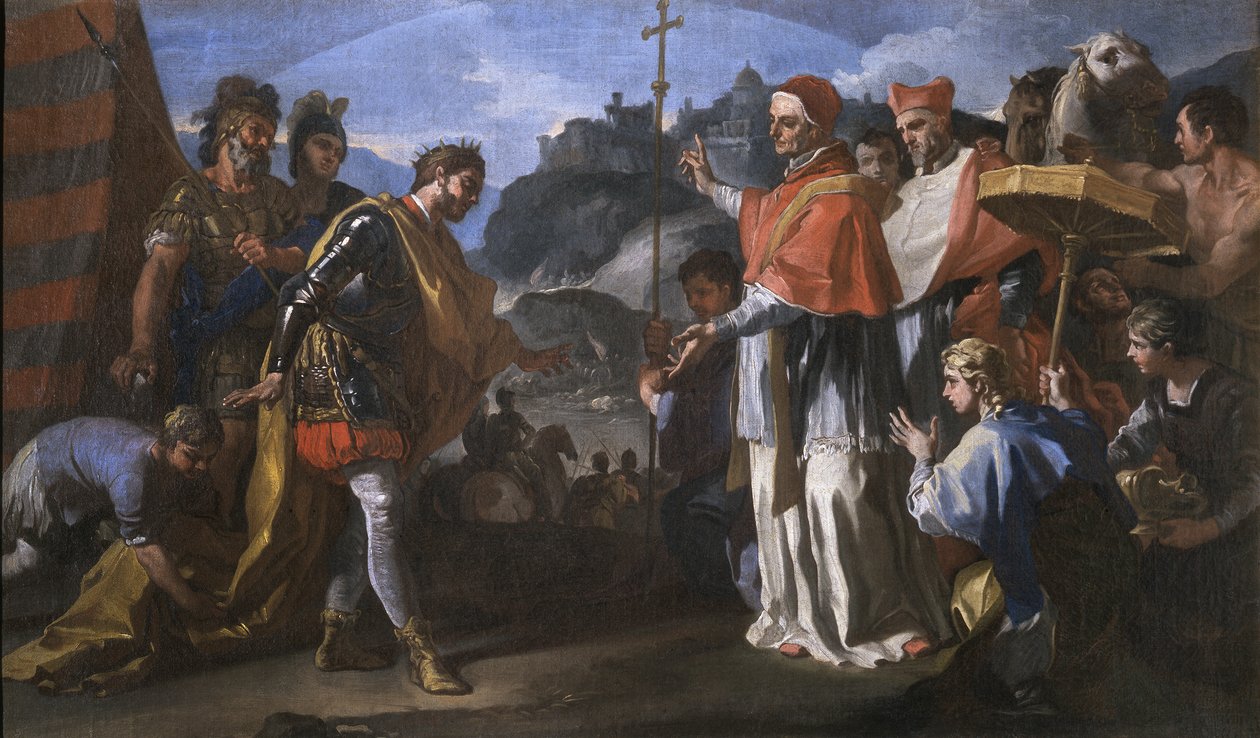 Ratchis longobárdok király és Zakariás pápa találkozása Perugia ostroma alatt alkotó: Francesco Solimena