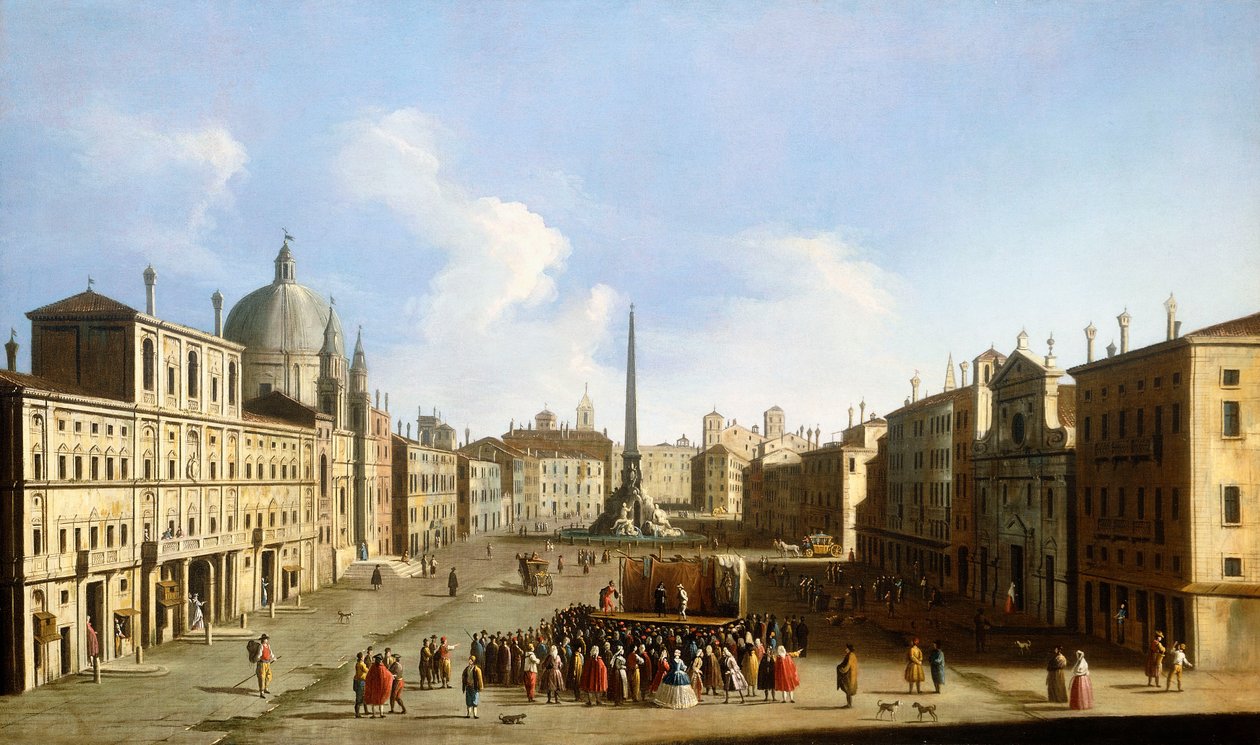 A Piazza Navona, Róma, a Commedia dell "Arte Performance, alkotó: Francesco Tironi