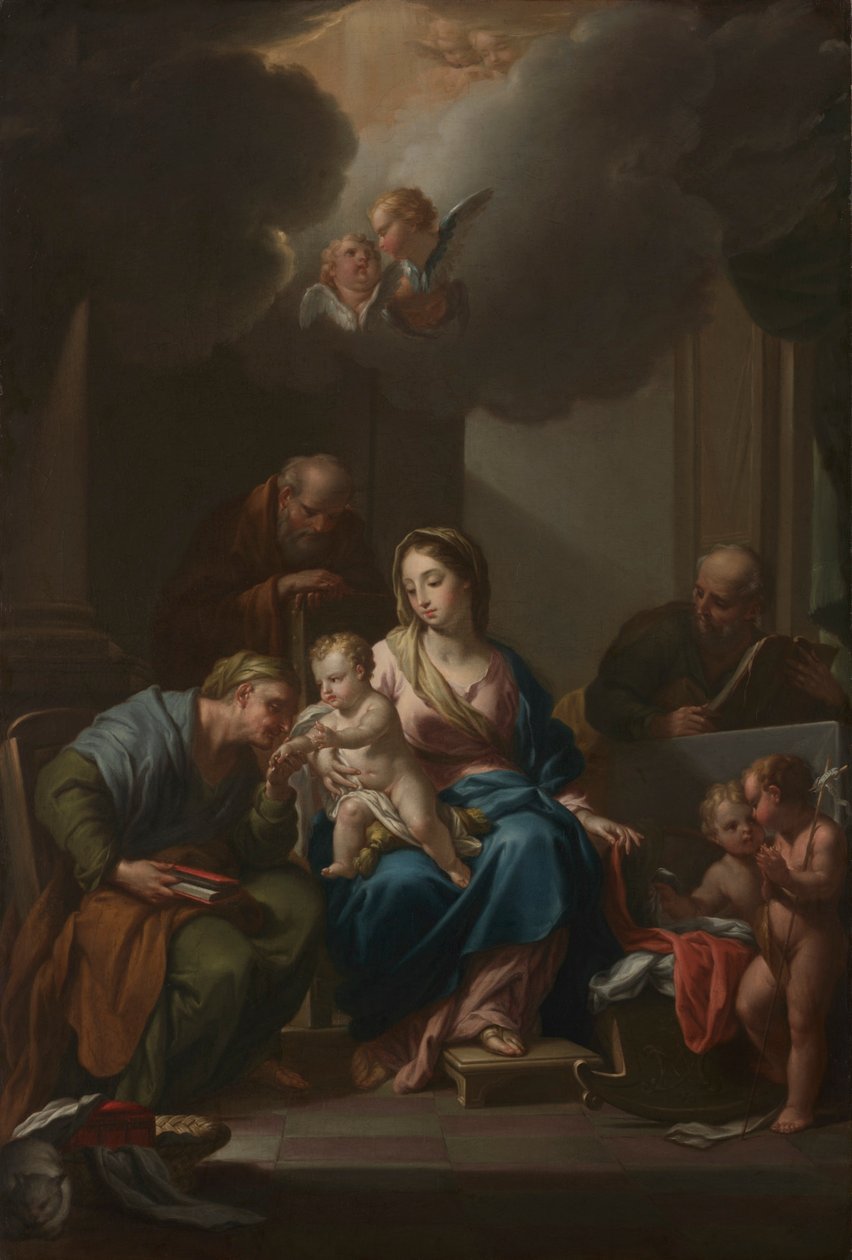 Prezentációs vázlat: A Szent család Szent Annával, Joachimmal és Keresztelő Jánossal..., c. 172 alkotó: Francesco Trevisani