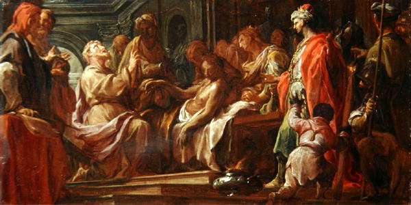 Tanulmány Szent Máténak, Etiópia király fiát újraéleszteni (olaj, vászon) alkotó: Francesco Trevisani