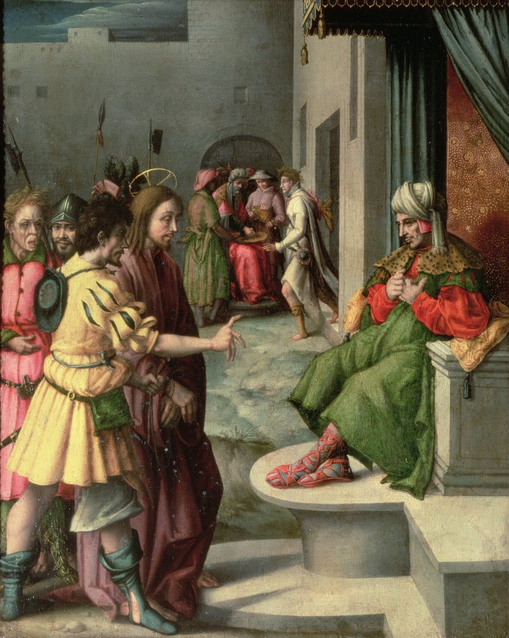 Krisztus Kajafás előtt alkotó: Francesco Ubertini Bacchiacca