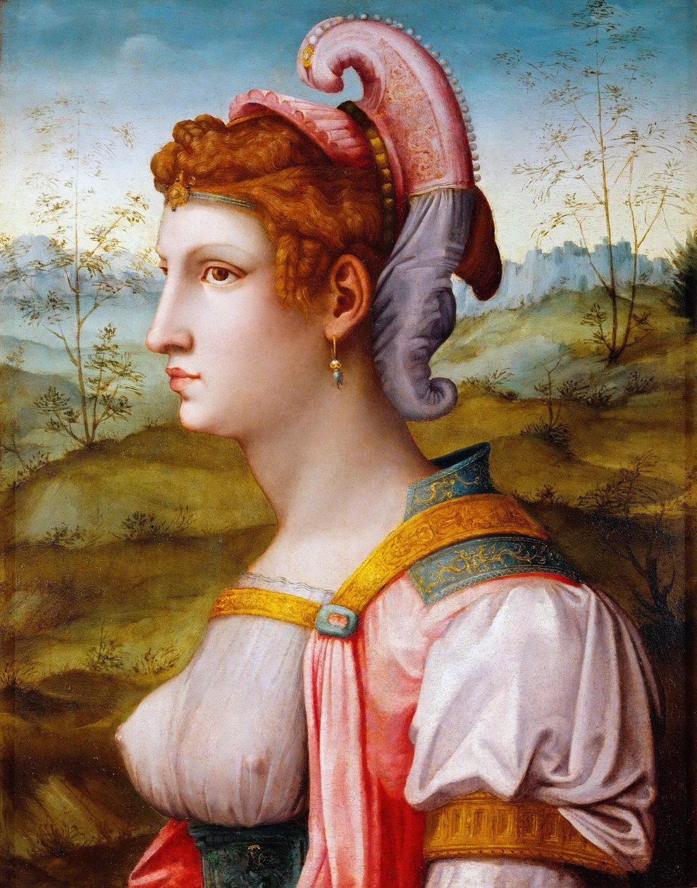 La sibylle - Sibyl - Bacchiacca, Francesco (1494-1557) - 1525-1550 - Olaj, fa - 70x54 - Művészettörténeti Múzeum, Vienne alkotó: Francesco Ubertini Il Bacchiacca