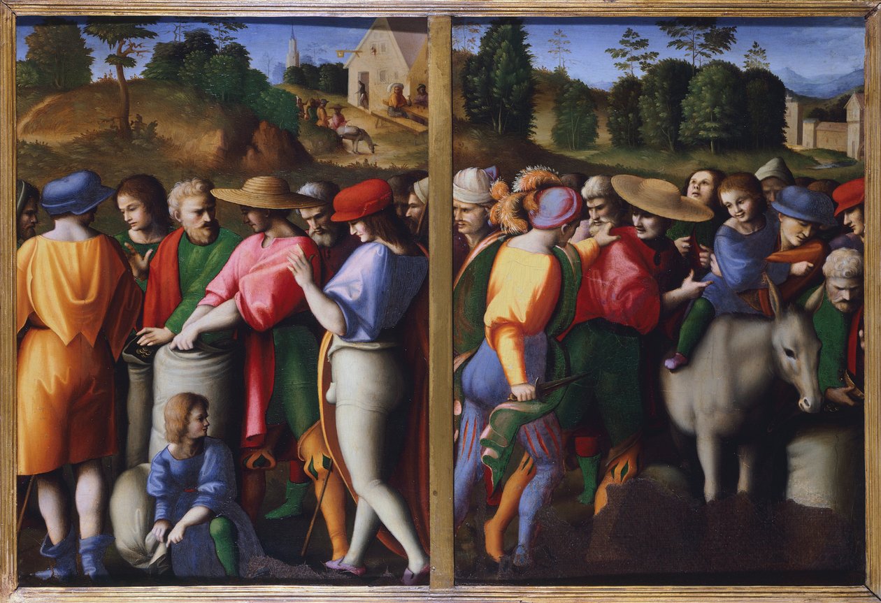 Bacchiacca (1494-1557) József történetei, olajtábla, vászonra áthelyezve alkotó: Francesco Ubertini Il Bacchiacca