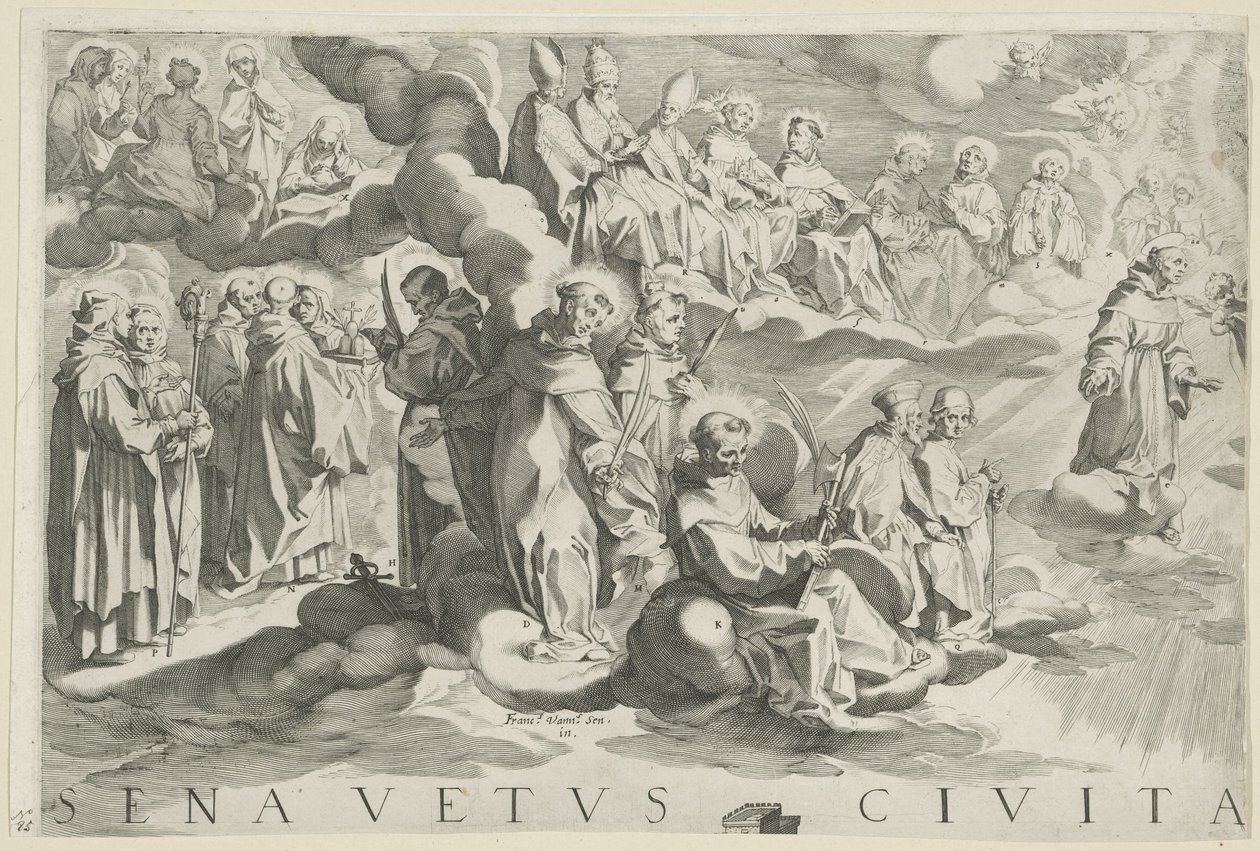 Siena térképe (bal felső rész) Senavetus civitas virginis (cím a tárgyon) alkotó: Francesco Vanni