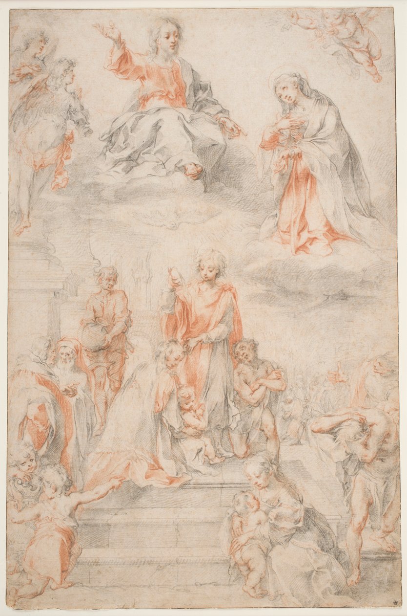 Szent Ansano a sienaiakat megkeresztelve, 1593 körül (kréta papíron) alkotó: Francesco Vanni