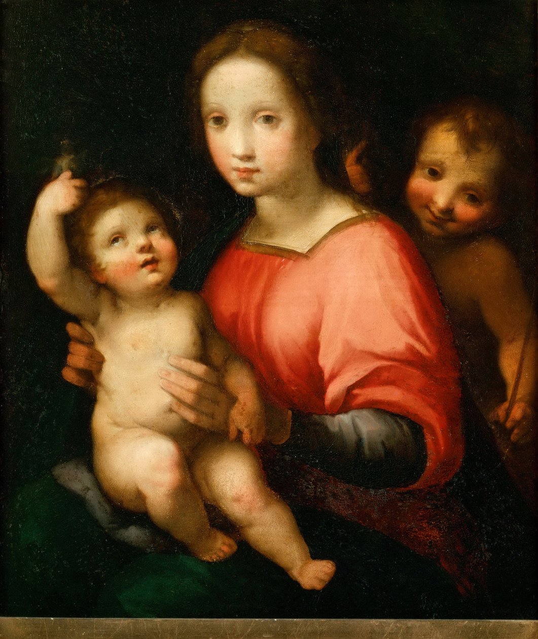 Szűz és gyermek Keresztelő Jánossal fiúként – Francesco Vanni (1563-1610). Olaj, fa, kb. 1600. Mérete : 54x46 cm. Művészettörténeti Múzeum, Vienne alkotó: Francesco Vanni