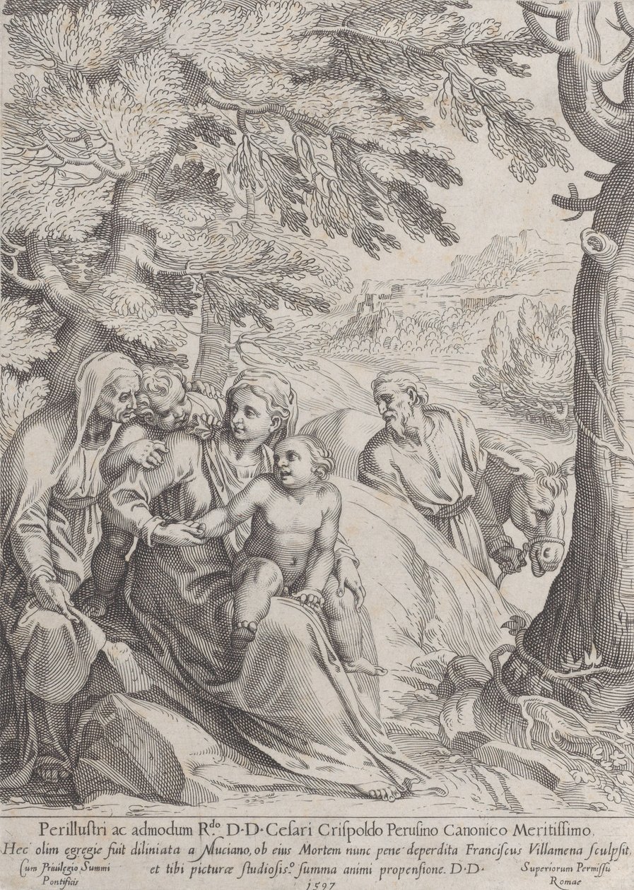 A többi az egyiptomi repülésen, 1597. alkotó: Francesco Villamena