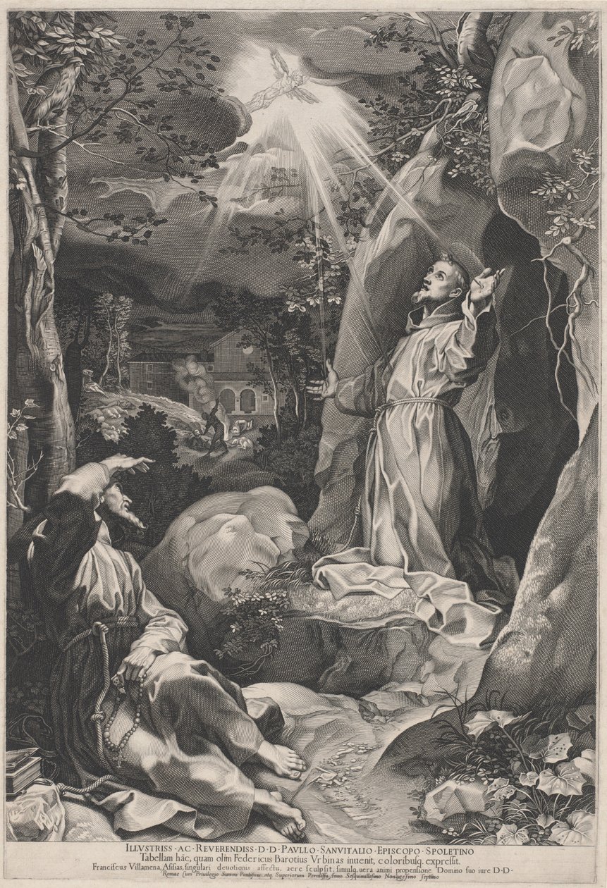 Szent Ferenc a stigmákat fogadja alkotó: Francesco Villamena, after Federico Barocci
