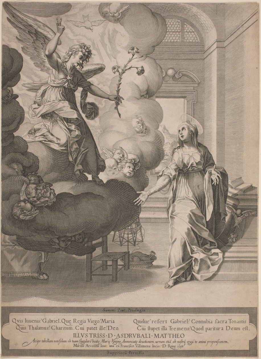 Az Angyali üdvözlet alkotó: Francesco Villamena, after Mario Arconio