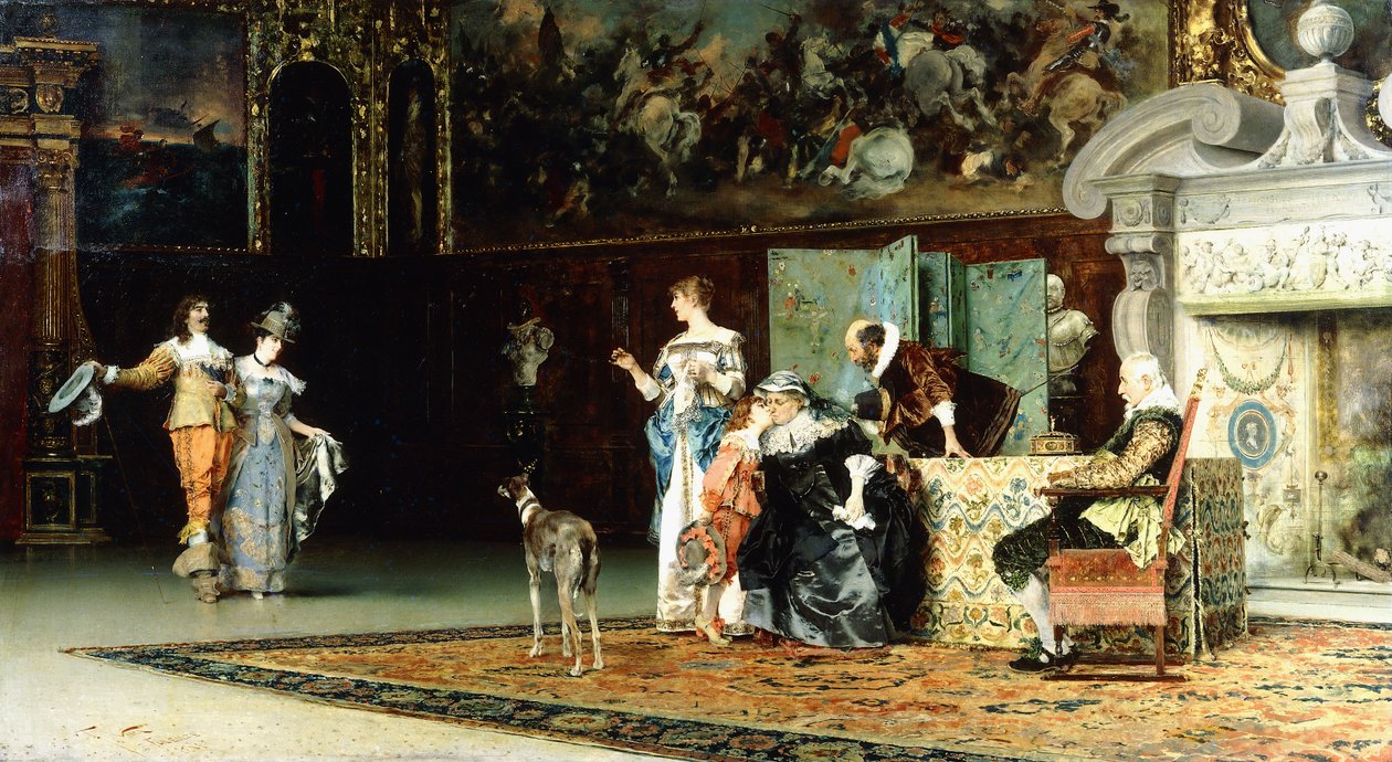 Nagymama látogatása, 1881 alkotó: Francesco Vinea