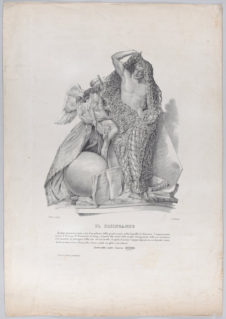 Raimondo di Sangro herceg kibontakozik a világi gondok hálójából ..., kb. 1840-50. alkotó: Francesco Wenzel