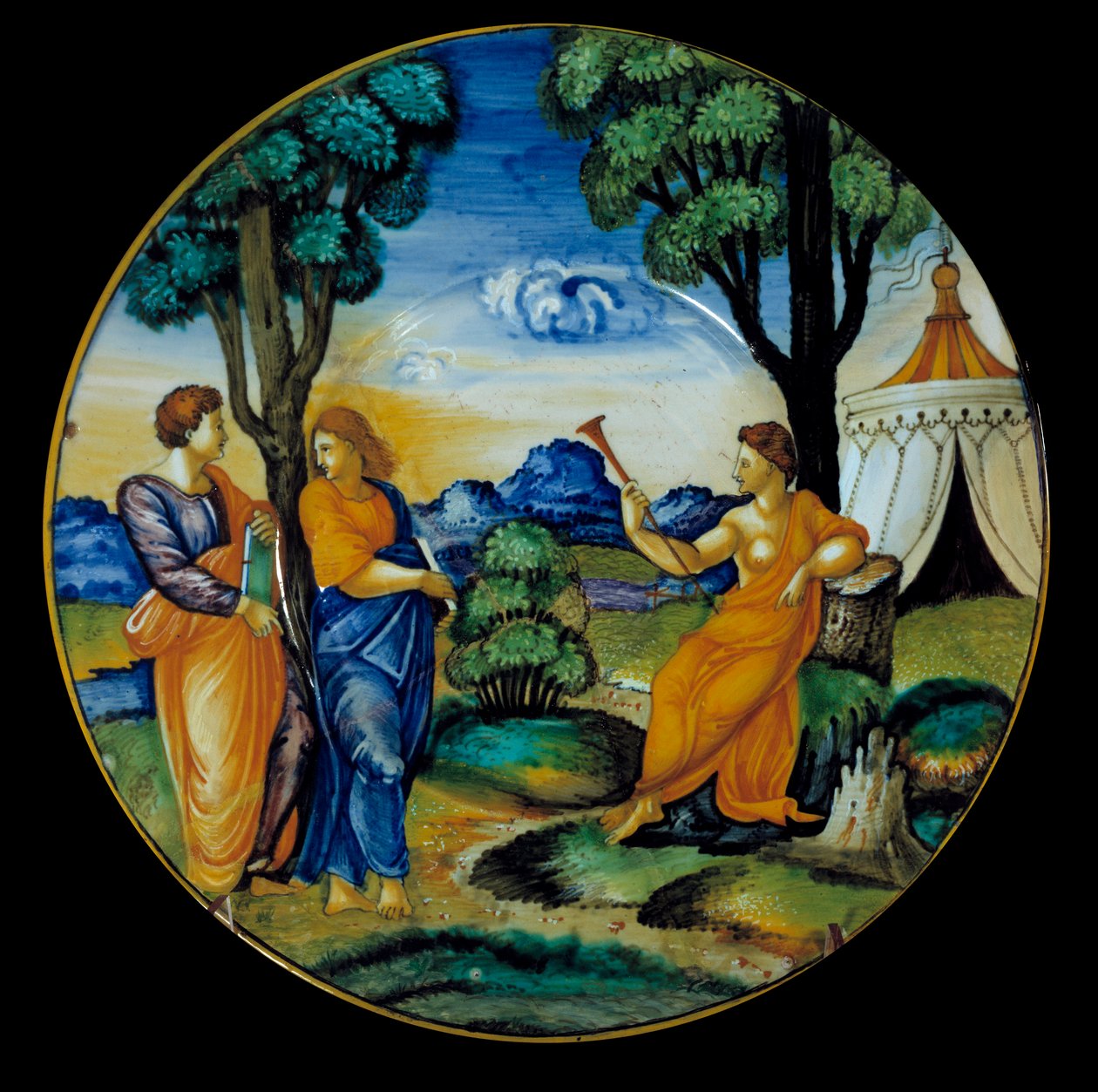 A Parnasszust képviselő Francesco Xanto Aveli (1530/1540 körül aktív) fajansztál. Valósítsa meg Urbinóban. 1530. Párizs, Louvre Múzeum alkotó: Francesco Xanto Avelli