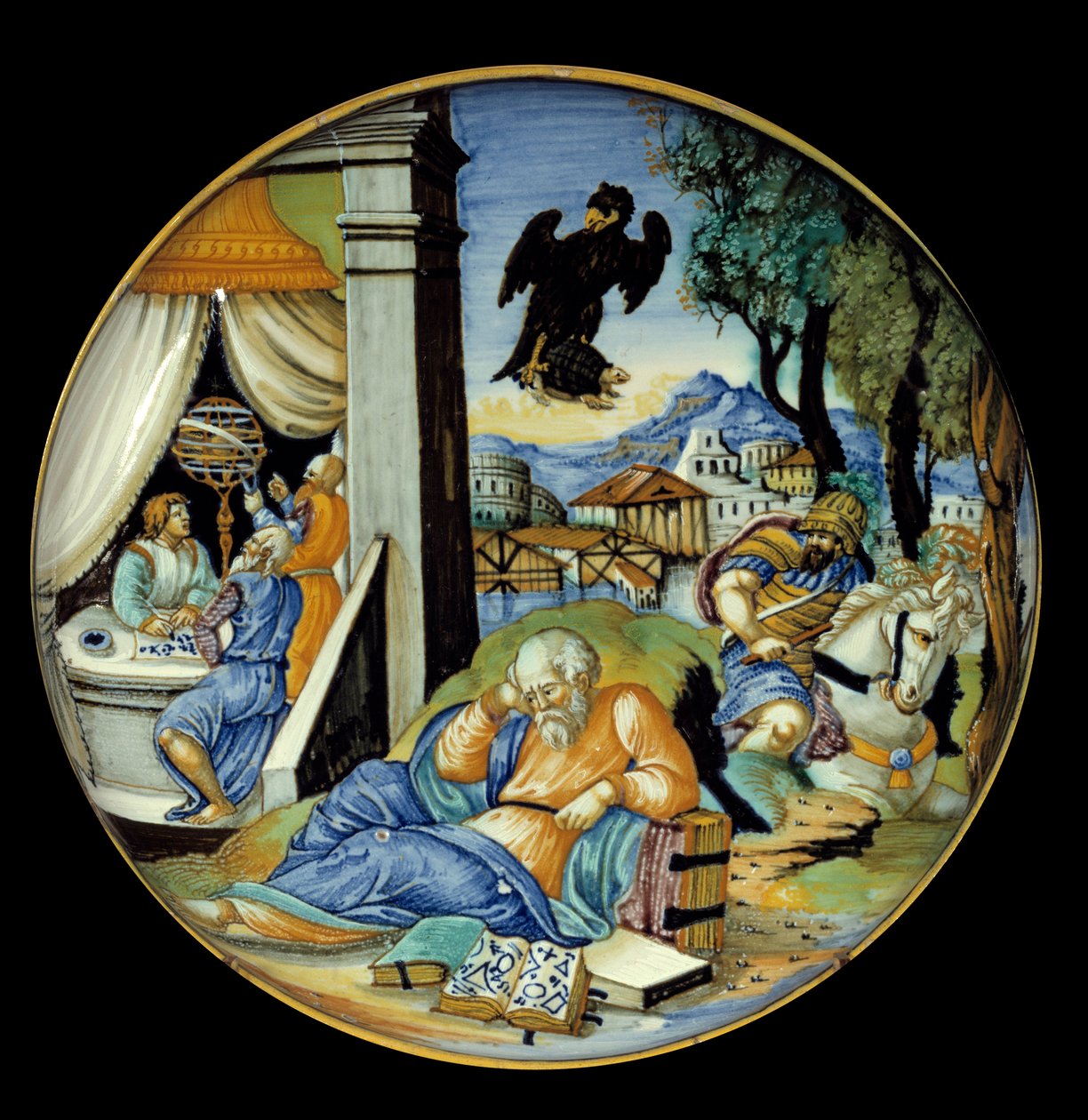 Alacsony lábszárvágás: A sors allegóriája. Fajansz. Francesco Avelli Xanto készítette (1530/1540 körül aktív) alkotó: Francesco Xanto Avelli