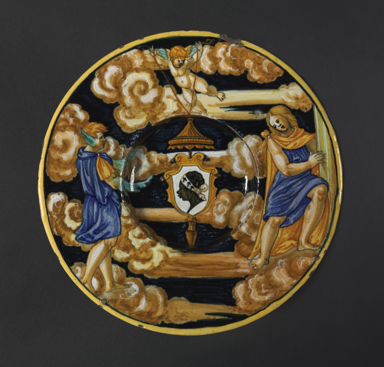 Tányér a Pucci család karjaival, 1532. alkotó: Francesco Xanto Avelli