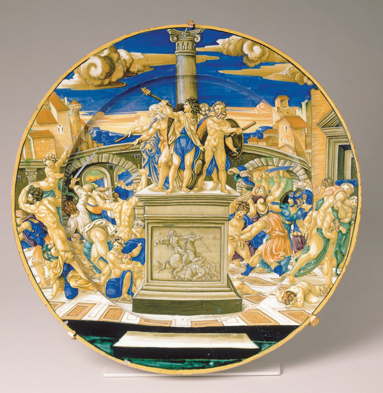 Tányér az ártatlanok mészárlásával, 1527-30 körül (maiolica) alkotó: Francesco Xanto Avelli