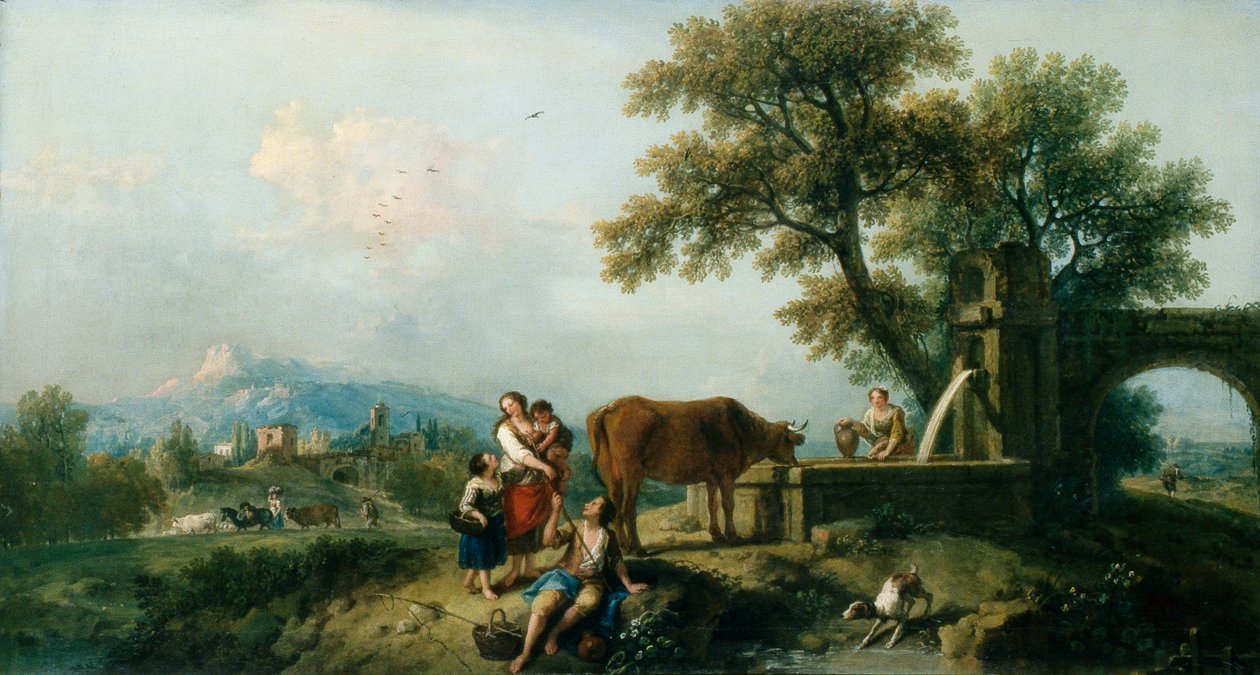 Pásztorjelenet tehénpásztorokkal, 1750 körül (olaj, vászon) alkotó: Francesco Zuccarelli