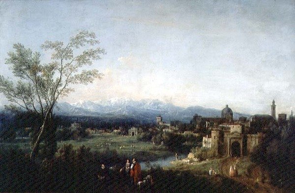 Fantasztikus táj, Vicenza (olaj, vászon) alkotó: Francesco Zuccarelli